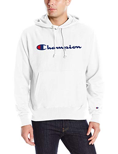 Champion LIFE Men's Reverse Weave Pullover Hoodie, White - Chenille Script, 3X Large