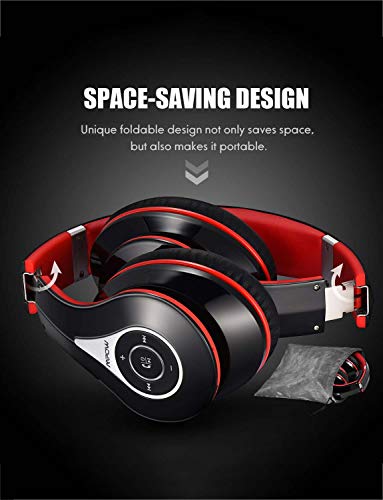 Mpow 059 Bluetooth Headphones Over Ear, Hi-Fi Stereo Wireless Headset, Foldable, Soft Memory-Protein Earmuffs, w/Built-in Mic Wired Mode PC/Cell Phones/TV