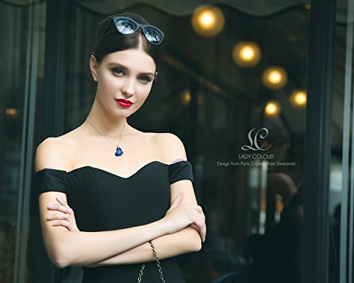 Collar con colgante de corazón para mujer con cristales azules de Swarovski, ideal para el día de la madre, regalo romántico para mujer, mujer, novia, madre y señora