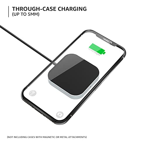 Amazon Basics Magnetic Wireless Charger | 15W Max Fast Charging Square Pad | Compatible with iPhone 13/13 Pro/13 Mini/13 ProMax/12/11, Samsung Galaxy S21/S20/Note 10/Edge Note 20Ultra/S10, AirPods Pro