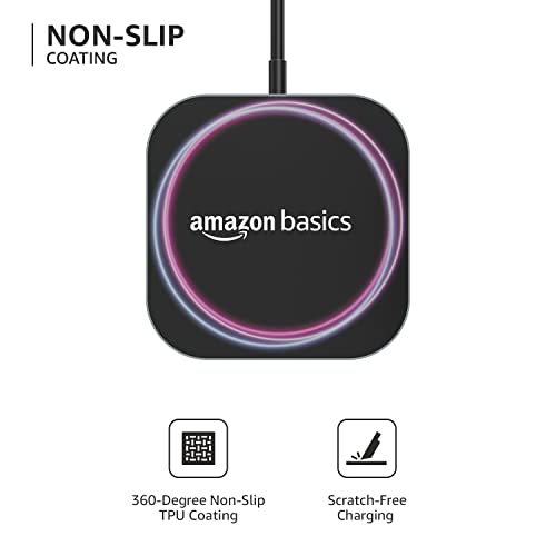 Amazon Basics Magnetic Wireless Charger | 15W Max Fast Charging Square Pad | Compatible with iPhone 13/13 Pro/13 Mini/13 ProMax/12/11, Samsung Galaxy S21/S20/Note 10/Edge Note 20Ultra/S10, AirPods Pro