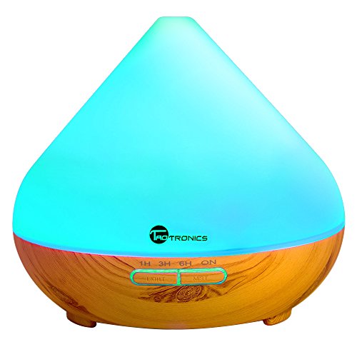 Essential Oil Diffuser, TaoTronics 300ml Aromatherapy Diffuser with Wood Grain, Zen Style, Cool Mist and 7 Colors ( Ultrasonic Aroma Humidifier, Diffusers for Essential Oils, Low Water Auto Shut-off)