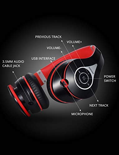 Mpow 059 Bluetooth Headphones Over Ear, Hi-Fi Stereo Wireless Headset, Foldable, Soft Memory-Protein Earmuffs, w/Built-in Mic Wired Mode PC/Cell Phones/TV