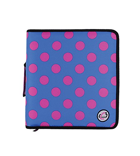 Case-it The Classic (TM), 3-Ring Binder, 2" Capacity, Pink Polka / Blue, D-258-P