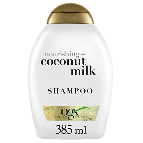 OGX Nourishing + Coconut Milk Moisturizing Shampoo for Strong & Healthy Hair, with Coconut Milk, Coconut Oil & Egg White Protein, Paraben-Free, Sulfate-Free Surfactants, 13 floz