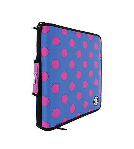 Case-it The Classic (TM), 3-Ring Binder, 2" Capacity, Pink Polka / Blue, D-258-P