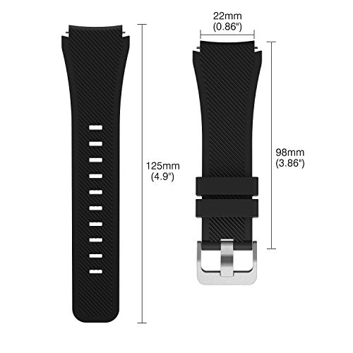 Gear S3 Frontier / Classic Watch Band, MoKo Soft Silicone Replacement Sport Strap for Samsung Gear S3 Frontier / S3 Classic / Moto 360 2nd Gen 46mm Smart Watch, NOT FIT S2 & S2 Classic & Fit2, BLACK