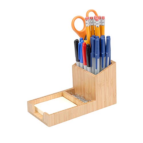 MobileVision Bamboo Pencil Holder with Tray for Storing and organizing Small Stationary Items Such as paperclips, Business Cards, and notepads