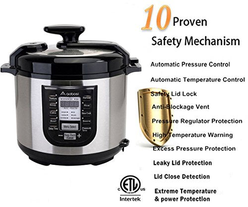 Aobosi Electric Pressure Cookers Digital 18 Multifunctional Programs, 1200W, Silver,Qualified by ETL and FCC 6QT