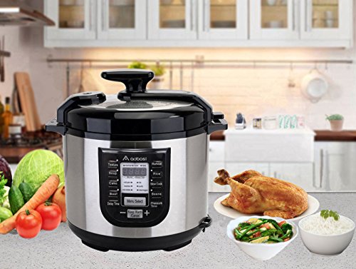 Aobosi Electric Pressure Cookers Digital 18 Multifunctional Programs, 1200W, Silver,Qualified by ETL and FCC 6QT