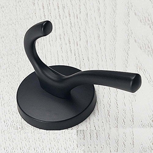 Mellewell 4 Pack Double Robe Hook Heavy Duty Towel Dispenser Backpack Holder 4-1/5'' Wall Mounted in Flat Black, 09001B