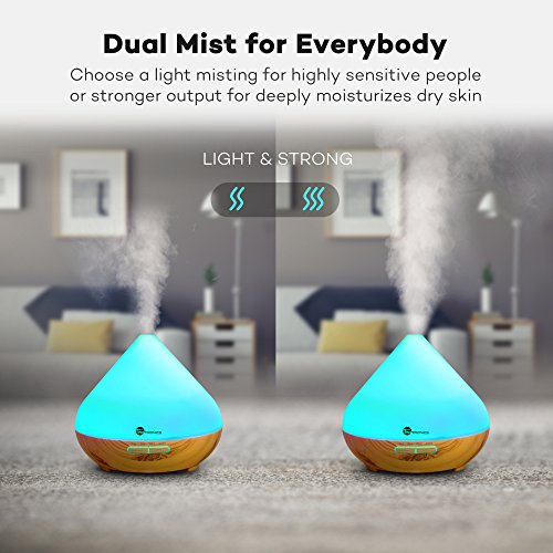 Essential Oil Diffuser, TaoTronics 300ml Aromatherapy Diffuser with Wood Grain, Zen Style, Cool Mist and 7 Colors ( Ultrasonic Aroma Humidifier, Diffusers for Essential Oils, Low Water Auto Shut-off)