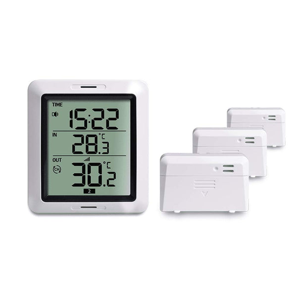 Ecowitt WH0281A - Termómetro digital inalámbrico para interiores y exteriores (con 3 sensores remotos)