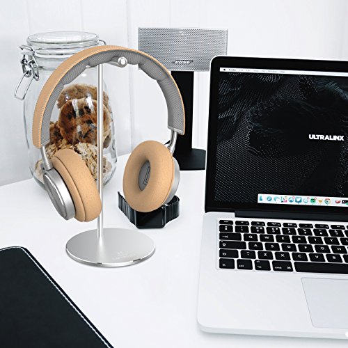 Headphone Stand, Lamicall Headphone Holder : Headset Holder, Earphone Stand Round Solid Base Protective Rubber Pads All Headphones Size - Silver…