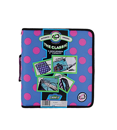 Case-it The Classic (TM), 3-Ring Binder, 2" Capacity, Pink Polka / Blue, D-258-P