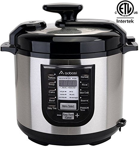 Aobosi Electric Pressure Cookers Digital 18 Multifunctional Programs, 1200W, Silver,Qualified by ETL and FCC 6QT