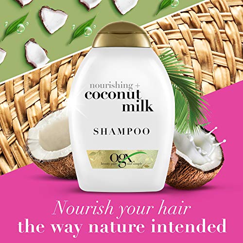 OGX Nourishing + Coconut Milk Moisturizing Shampoo for Strong & Healthy Hair, with Coconut Milk, Coconut Oil & Egg White Protein, Paraben-Free, Sulfate-Free Surfactants, 13 floz