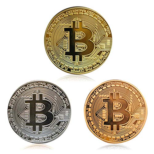 3Pcs Bitcoin Coin - Gold Silver and Bronze Physical Blockchain Cryptocurrency in Protective Collectable Gift | Featuring Original Commemorative Tokens | Chase Coin | BTC Cryptocurrency