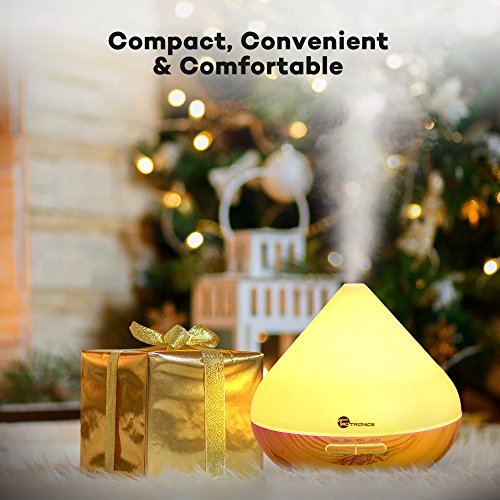 Essential Oil Diffuser, TaoTronics 300ml Aromatherapy Diffuser with Wood Grain, Zen Style, Cool Mist and 7 Colors ( Ultrasonic Aroma Humidifier, Diffusers for Essential Oils, Low Water Auto Shut-off)