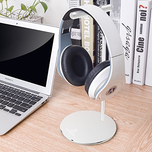 Headphone Stand, Lamicall Headphone Holder : Headset Holder, Earphone Stand Round Solid Base Protective Rubber Pads All Headphones Size - Silver…