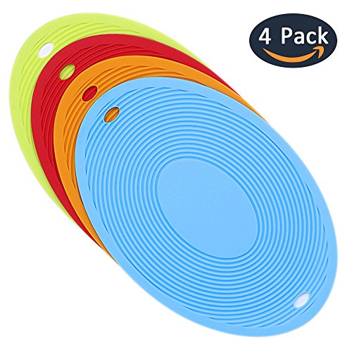 Silicone Trivet Mats 12'' x 8''- Set of 4 Premium Hot Pads Non-Slip Trivets, WALKBON