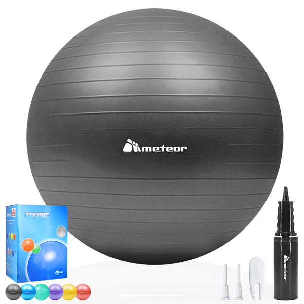 Meteor Anti-Burst Yoga Ball Swiss Ball with Air Pump for Exercise Pilates Balance Workout Fitness Pregnant Therapy Relaxation Stretching - Supports 250KG, 55cm 65cm 75cm 85cm