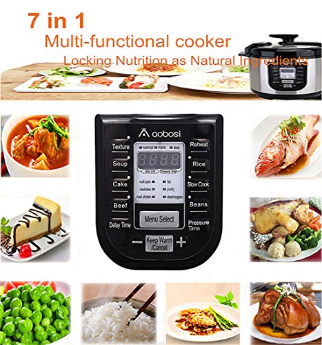 Aobosi Electric Pressure Cookers Digital 18 Multifunctional Programs, 1200W, Silver,Qualified by ETL and FCC 6QT