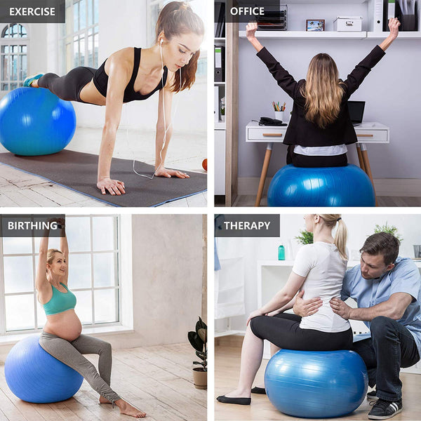 Meteor Anti-Burst Yoga Ball Swiss Ball with Air Pump for Exercise Pilates Balance Workout Fitness Pregnant Therapy Relaxation Stretching - Supports 250KG, 55cm 65cm 75cm 85cm