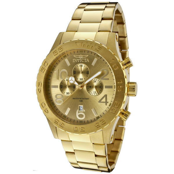 Invicta Men's 1270 Specialty Reloj cronógrafo de acero inoxidable ionizado en oro de 18k para hombre
