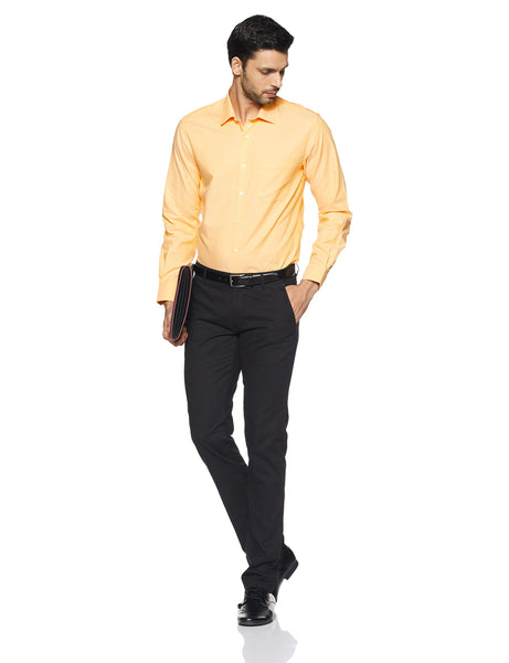 Louis Philippe Men's Solid Slim Fit Formal Shirt (LPSF318M003947_Yellow_39)