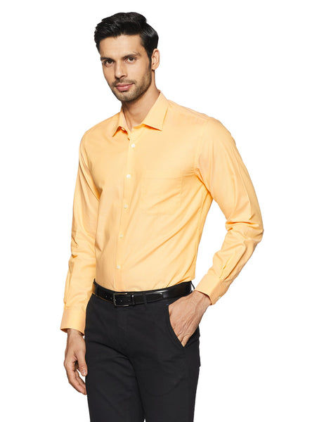 Louis Philippe Men's Solid Slim Fit Formal Shirt (LPSF318M003947_Yellow_39)