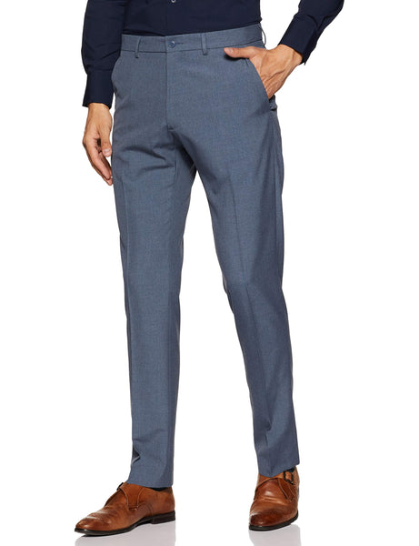 Marks & Spencer Men's Straight Fit Formal Trousers (1315K_Blue_32Wx31L)