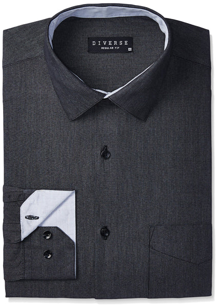 Diverse Men's Formal Shirt (8903905009210_DVF05F2L01-46_48_Black)